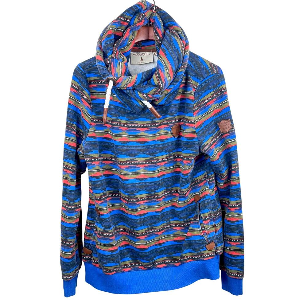 Wanakome Hoodie Mens Sz XXL Aztec Gorp Oversized Hooded Sweatshirt Boho Colorful